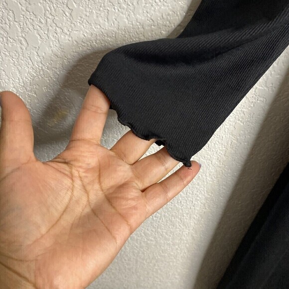 ASOS Cold Shoulder Rib Bodycon Dress Plus Size 18 Black High Neck Long Sleeve - Picture 8 of 9